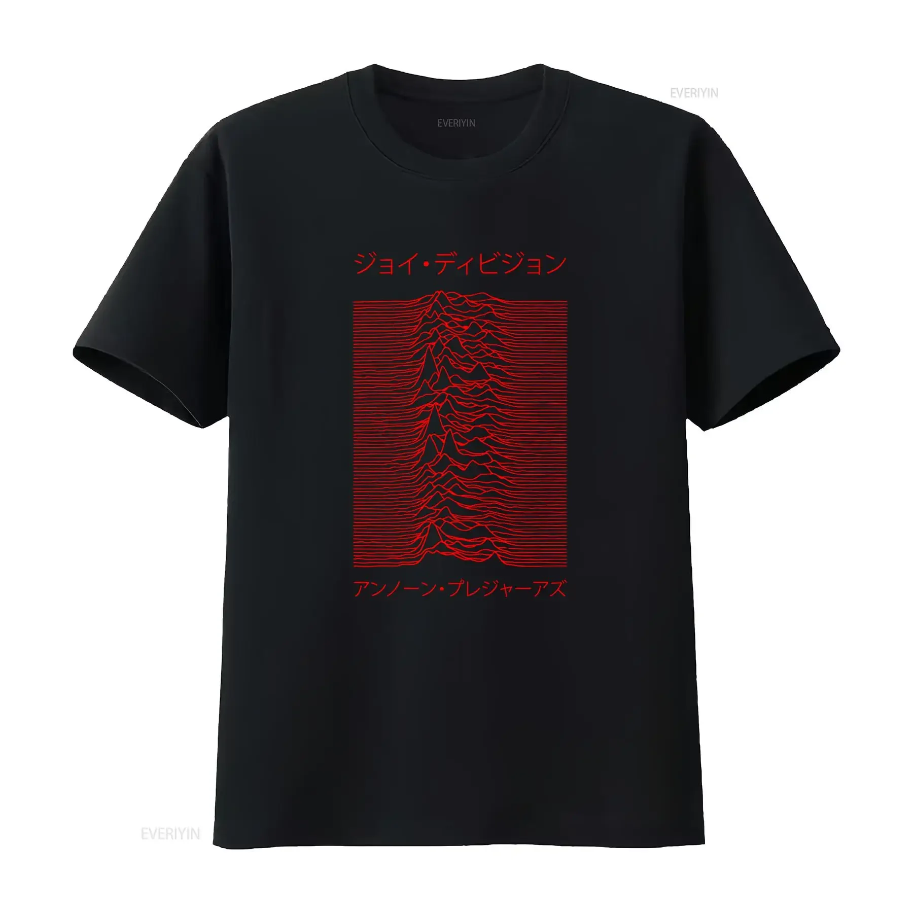 Joy Division Red Japanese Style Unknown Pleasures T Shirt for Fashion Streetwear vintage Washed graphic Slightly fashion Casual