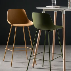 Modern simple backrest plastic high chair household green iron bar stool Nordic bar stool milk tea shop bar chair