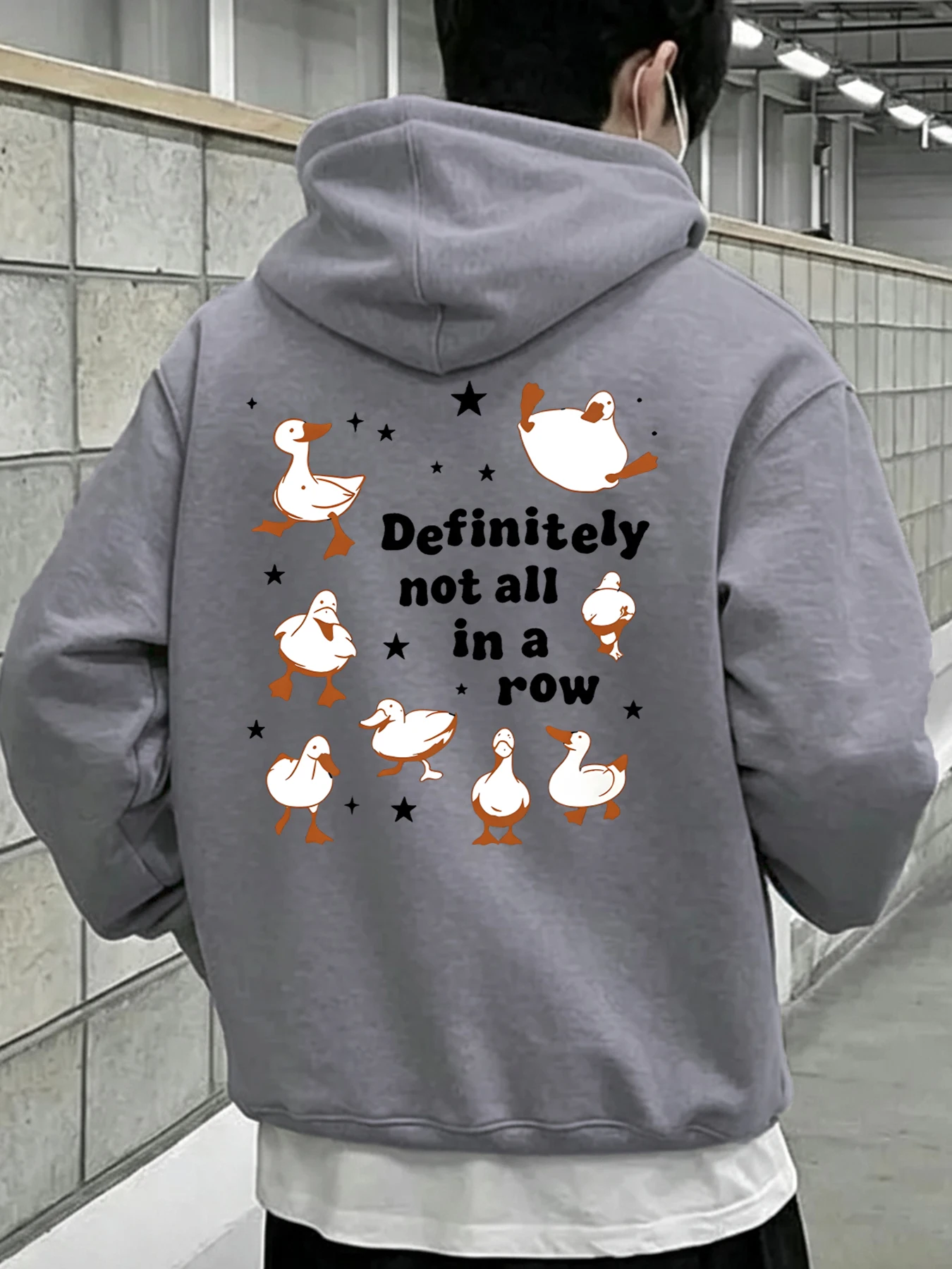 Definitely Not All In A Row Print Men Street Jogging Hoody Pocket Classic Sweatshirts Hip Hop Loose Pullover Casual Fleece Tops