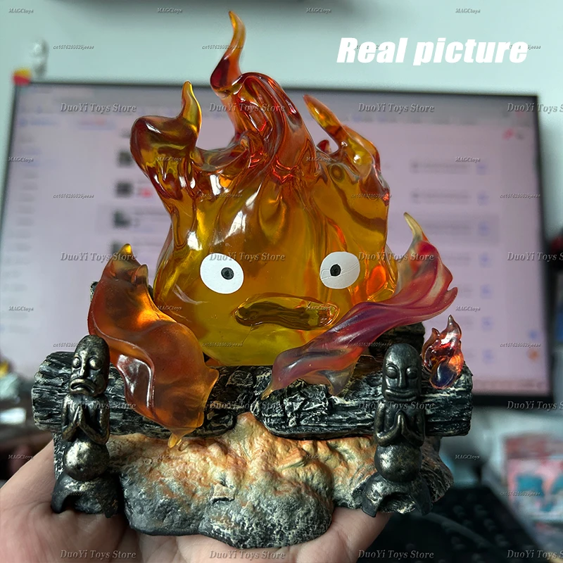 12cm Calcifer Anime Figure Pvc Luminous Model Action Figure Breathing Lamp GK Model Toys Collection Home Decoration Gifts