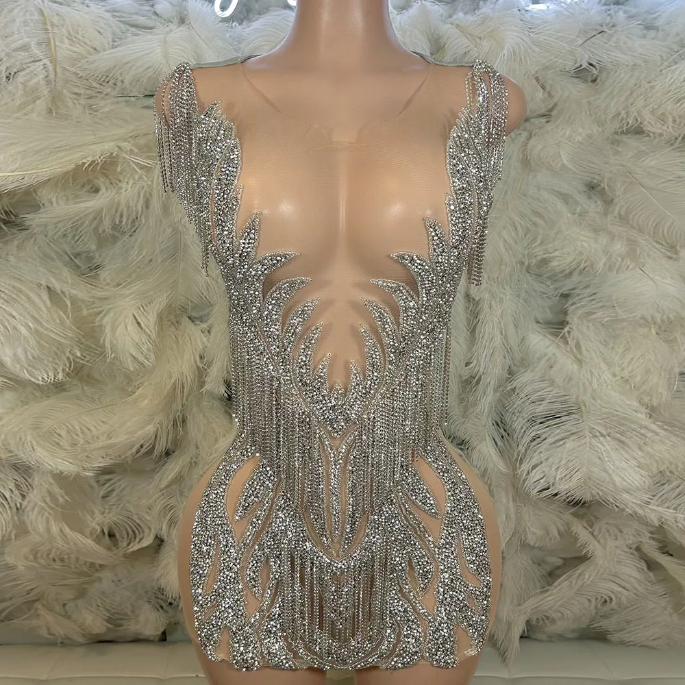 Silver Birthday Dresses Luxury Crystal Black Girls Party Dress African Women Cocktail Gowns Vestidos De Gala Customized
