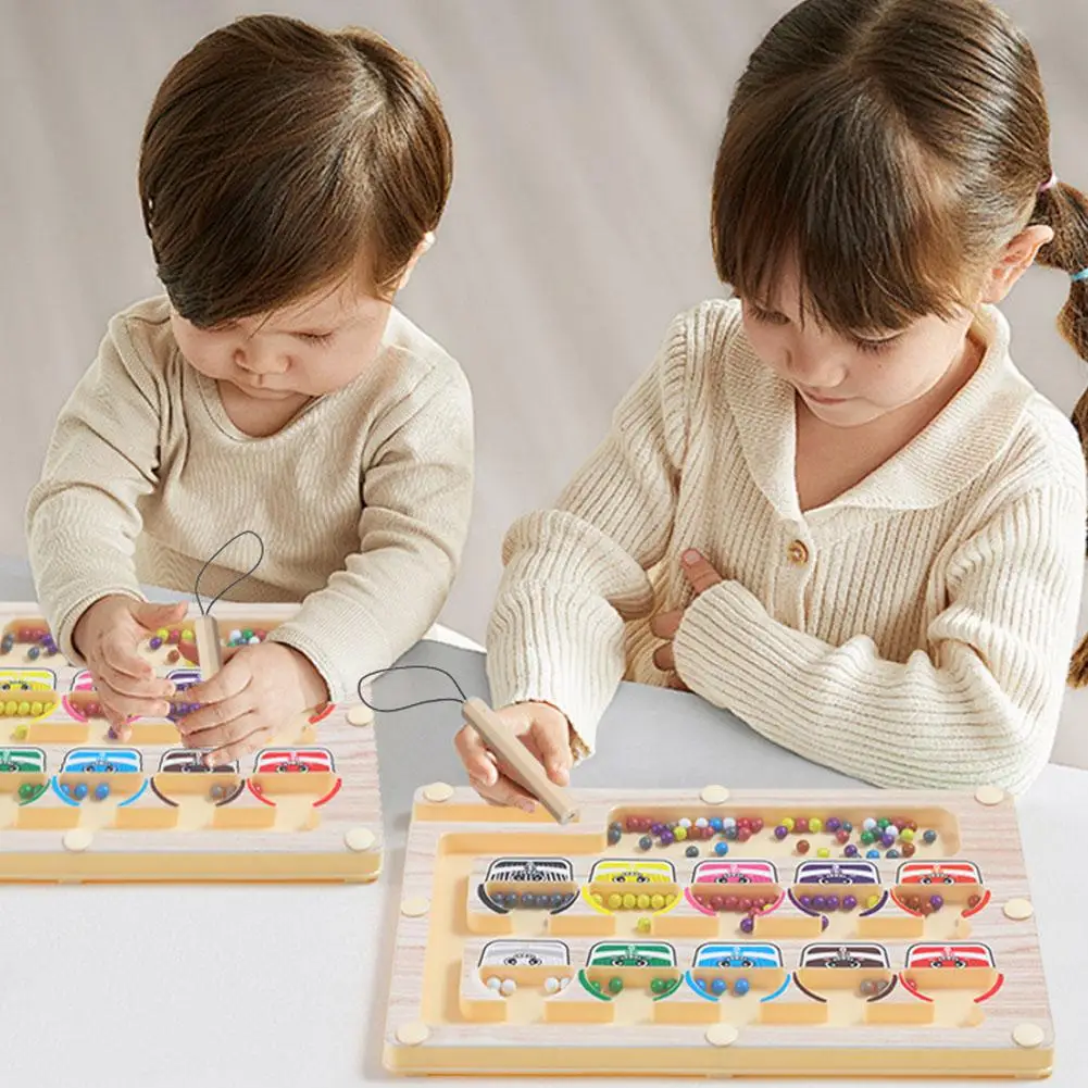 2-in-1 magnetische kleur Rollende bal Sorteren Doolhof speelgoed & Tekentafel Peuter Montessori Speelgoed Nummer Matching Leren Speelgoed