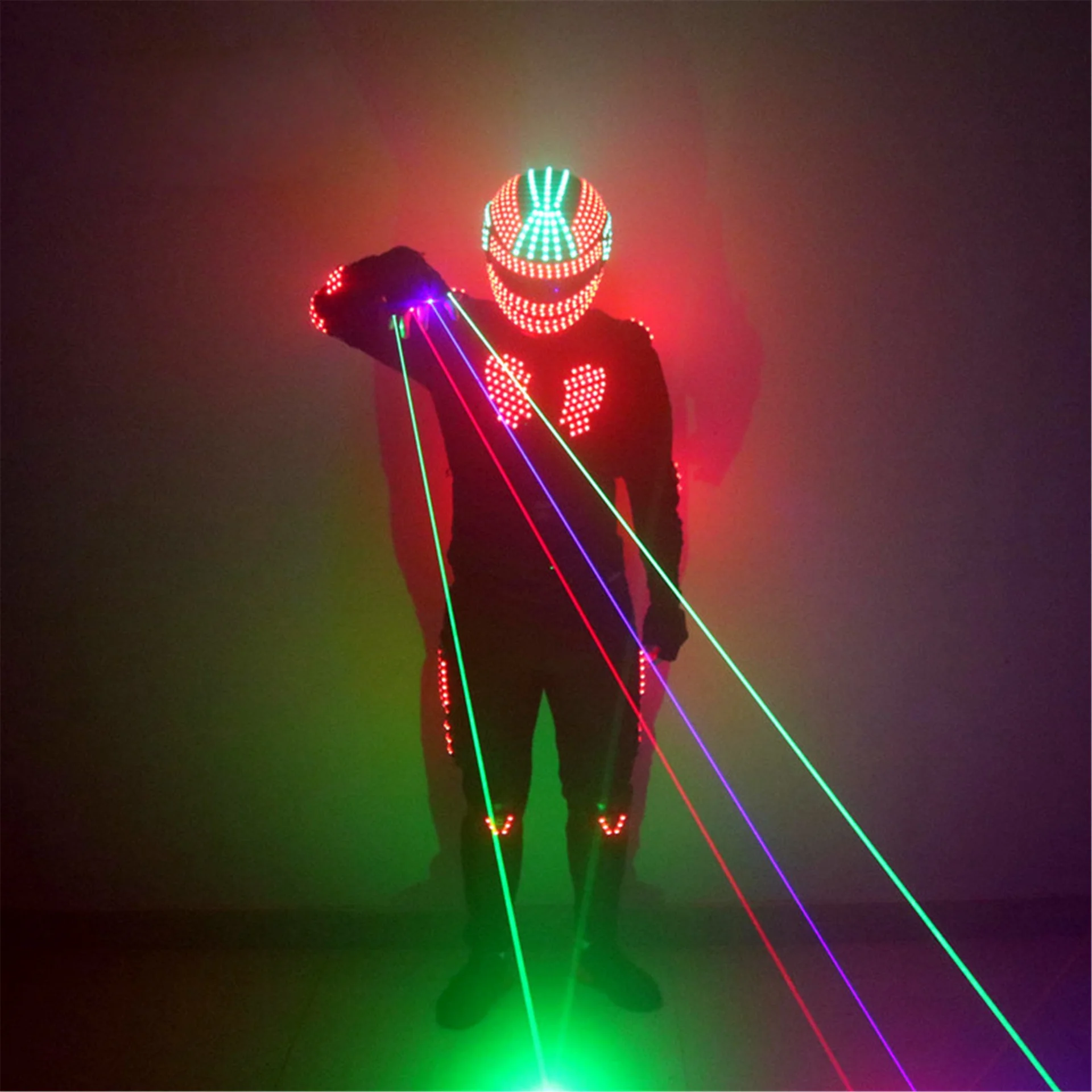 LED Robot Cosplay Costume for Men, RGB Glowing Jacket, Dancer Wearing Cosplay, Laser Gloves, Nightclub Party