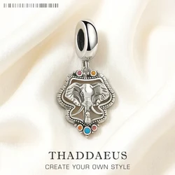 Lucky Symbolism of Elephant Dangle Charm Pendants For Women Men 925 Sterling Silver Buddhism Jewelry
