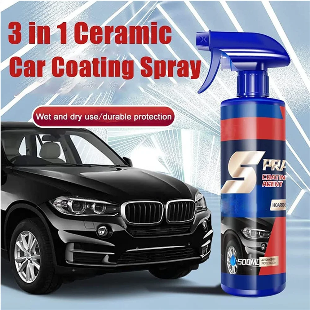 

500ML 3 In 1 High Protection Quick Car Coating Spray Coat Ceramic Coating Car Wax Polish Car Wash&Wax Hydrophobic Top Coat