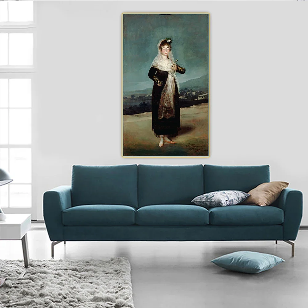 Citon Francisco Goya 《Retrato de Marquesa de Santiago》 lienzo pintura al óleo imagen artística decoración de fondo de pared decoración del hogar