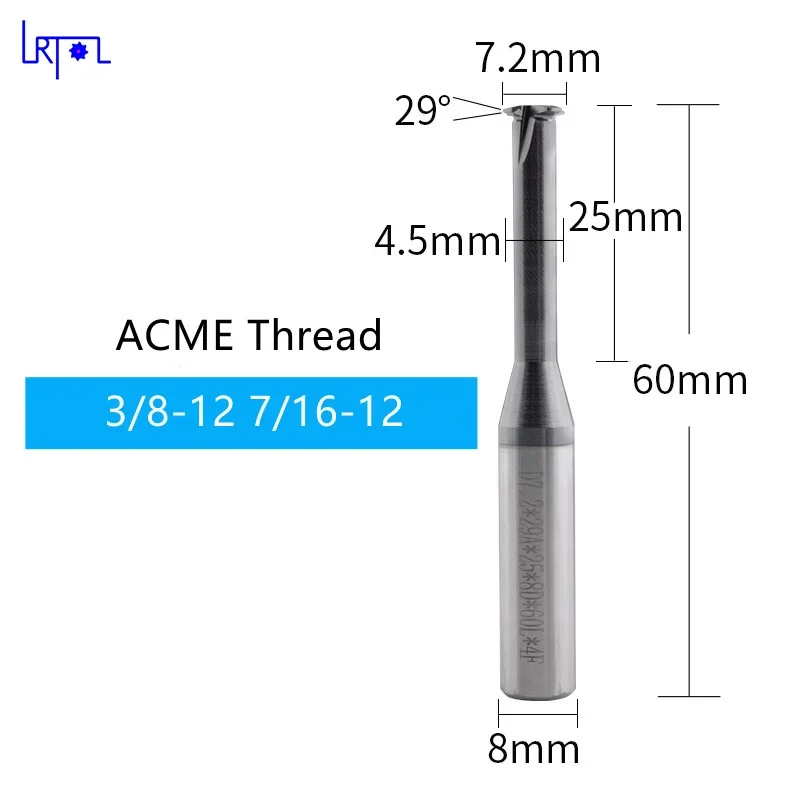 ACME29° Thread  End Mill  Single Milling Cutter Short flutes process Stainless steel, titanium alloy, die steel, magnesium alloy