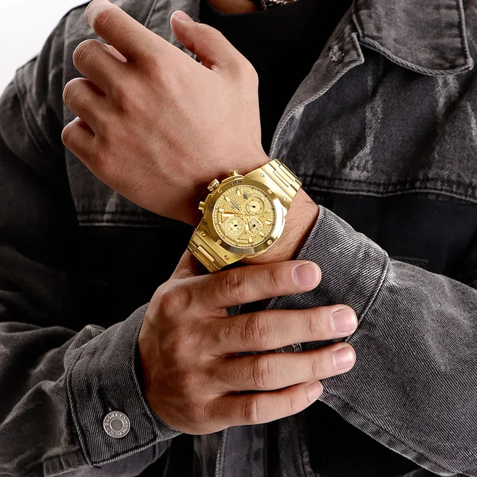 NAVIFORCE Man’s Luxury Men Watches Quartz Luminous Waterproof Chronograph Watch Stainless Steel Sport Military WristwatchGifts