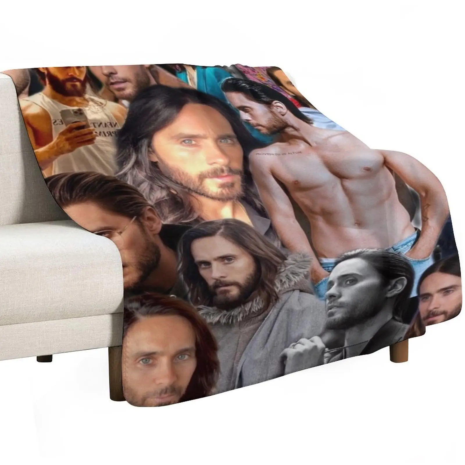 

jared leto photo collage Throw Blanket Stuffeds Plaid Sofas Thermal Blankets