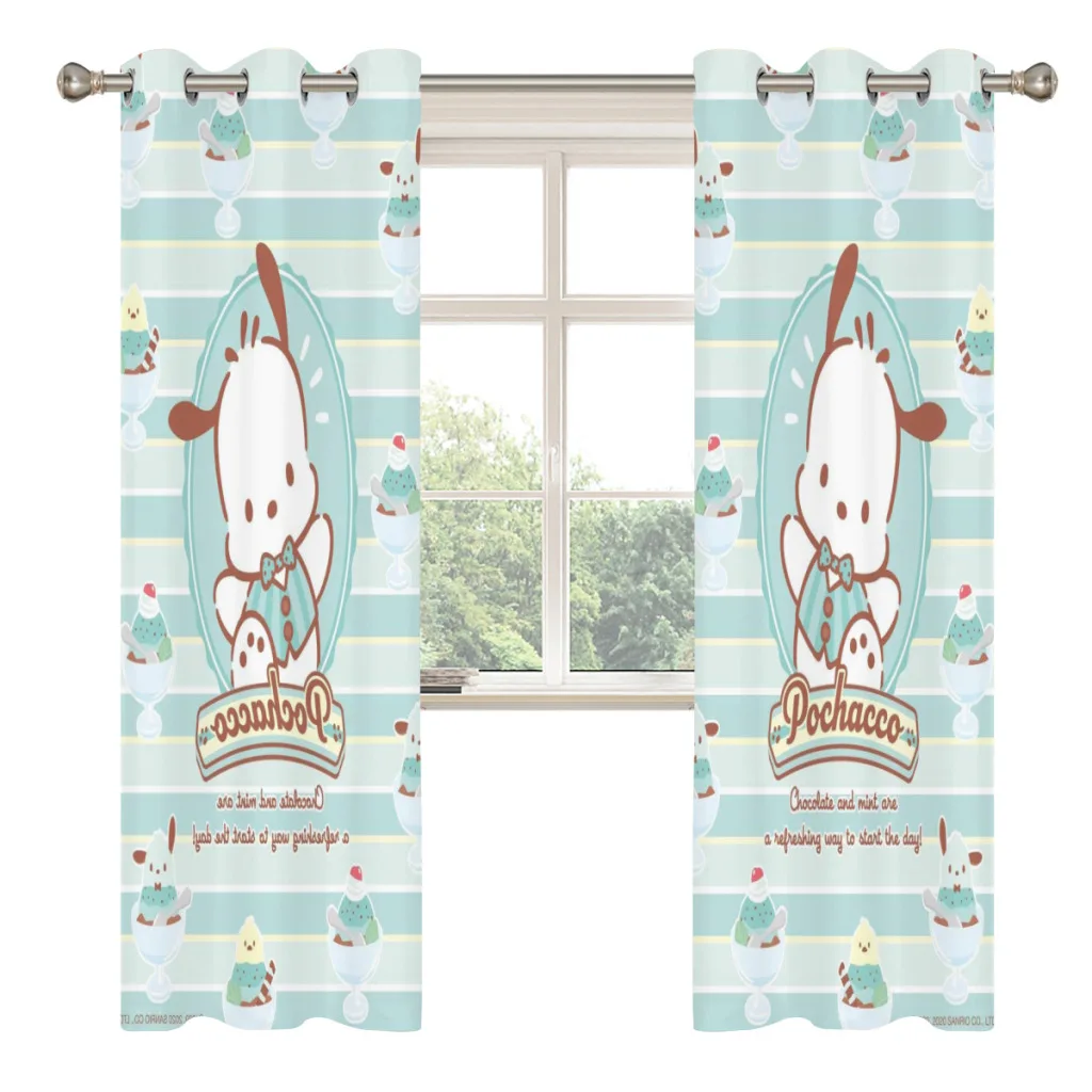 Cute Anime Sanrio Hello Kitty Kawaii Window Curtains  for Living Room Bedrooms 2 pieces Aesthetic Room Decoration