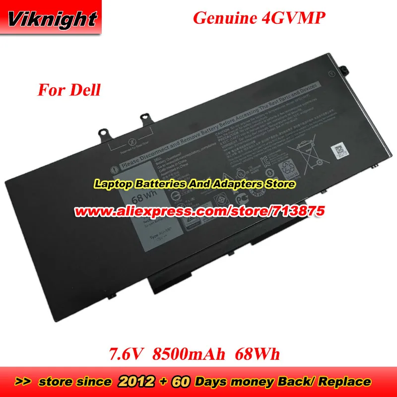 

Genuine 4GVMP Battery 7.6V 68Wh for Dell Latitude 5400 5410 5500 5510 Precision 3540 3540U 3550 Inspiron 7590 7591 7791 2-in-1