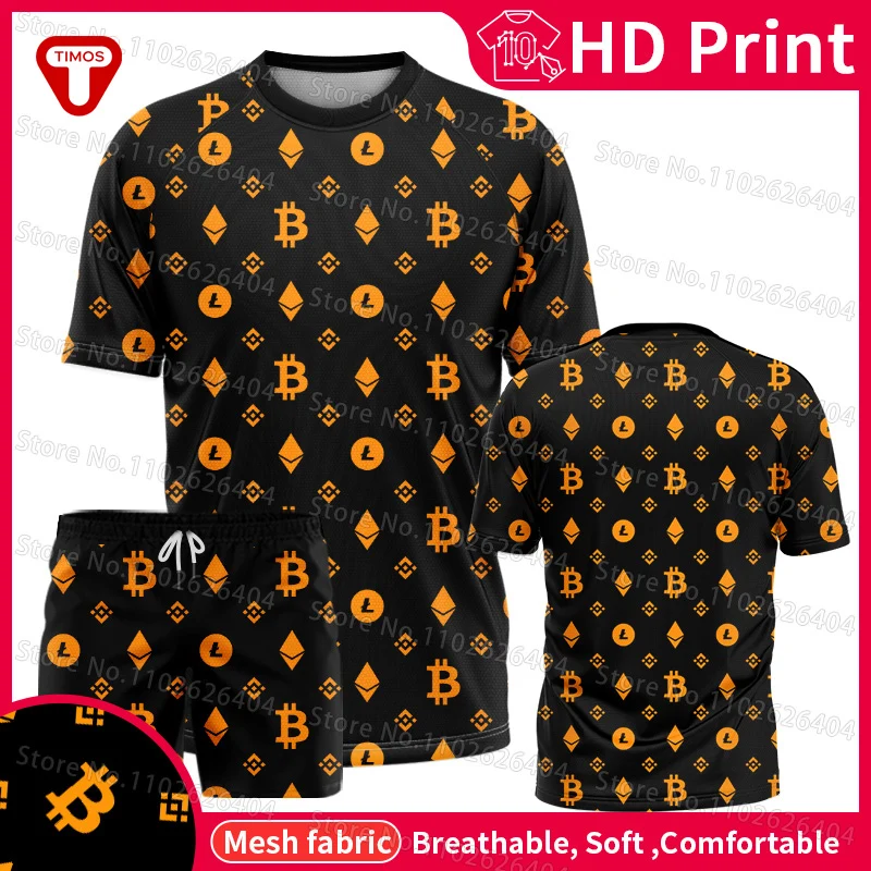 

Bitcoin Tshirt Set Crypto Jersey Basketball Clothing Shorts Short Sleeve Suit Mesh Breathable Tracksuit 6XL