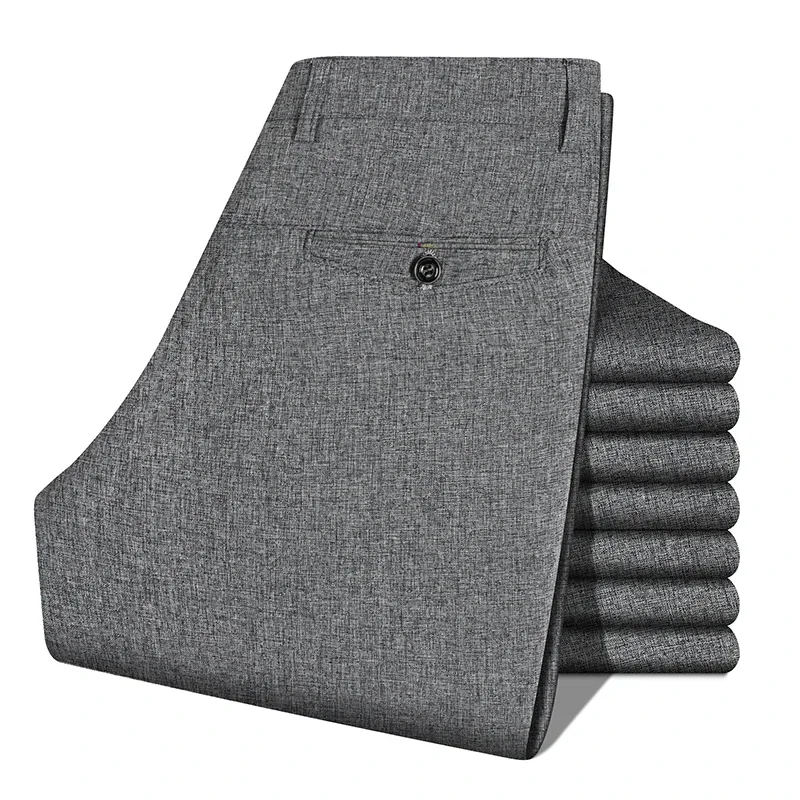 

Mens Dress Pants Business Formal Trousers Business Casual Suit Pants Loose Straight Pants Father Dress Pants
