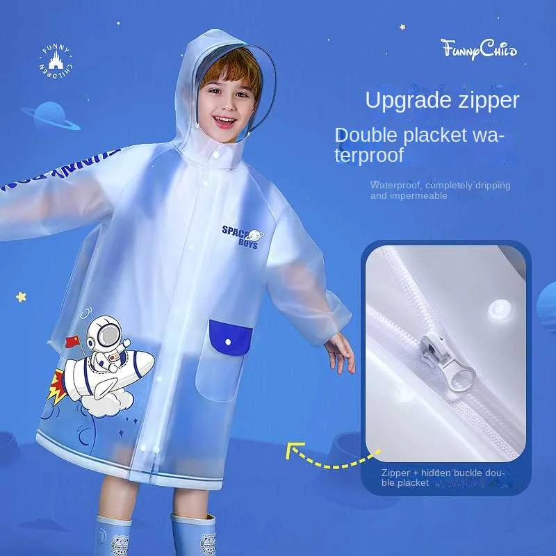 Full Body Waterproof Raincoat for Children Boys and Girls Primary School Kindergarten New Style Raincoat with Schoolbag