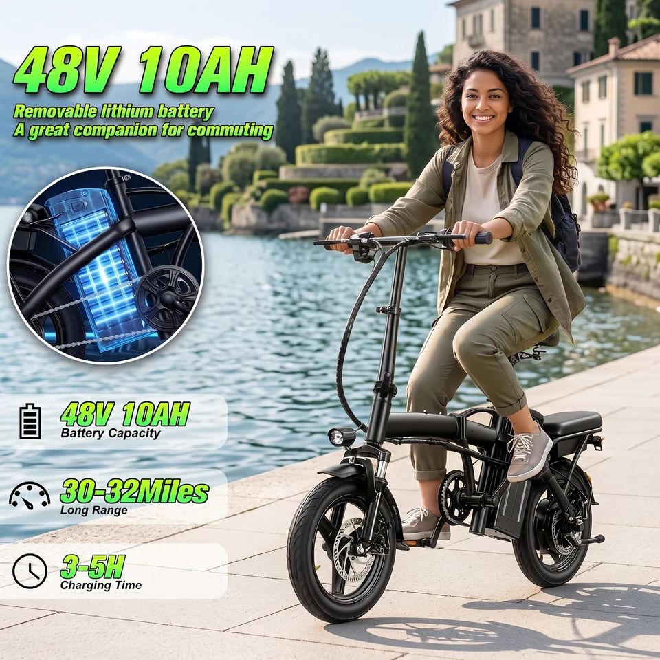 Electric Bike for Adult, 20MPH,Peak 560W Motor,48V Removable Battery,14inch Folding Electric Bike,Maximum 32 Miles,1Year Warranty Ebike image 4
