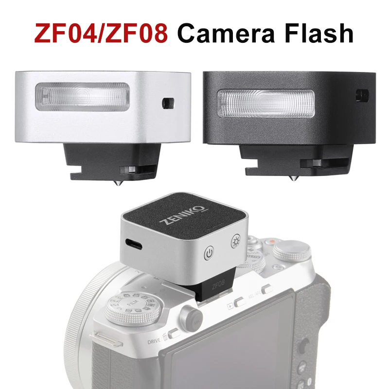 ZENIKO ZF04 ZF08 Mini Retro Flash Universal Hot Shoe Camera Flash Light for Fuji XT5 X100 XM5 Sony ZVE10 A7M4 Nikon Z30 Canon R8