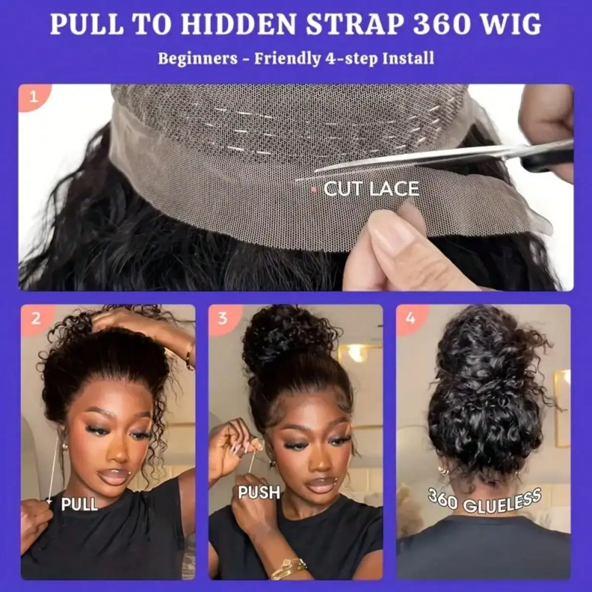 Smilegirl 230% Density Invisible Strap Deep Curly Wave 360 Full HD Glueless Wig 32 Inch Front Human Hair Wig Frontal Wig Wear and Go Daily Party Use