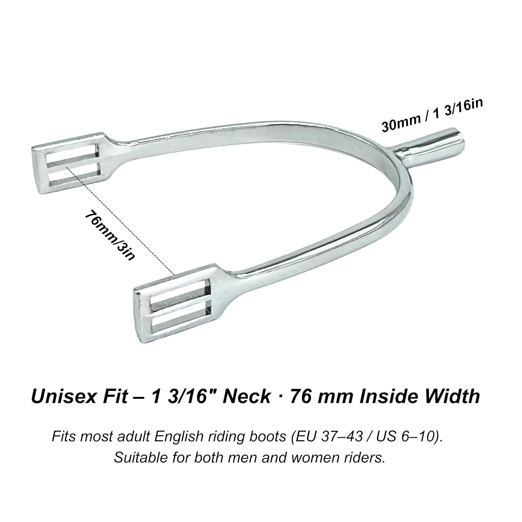 Horse Spurs with Adjustable Nylon Strap Rust-Resistant Nickel-Plated Zinc Alloy Humane Flat-End Design for Riding Spurs