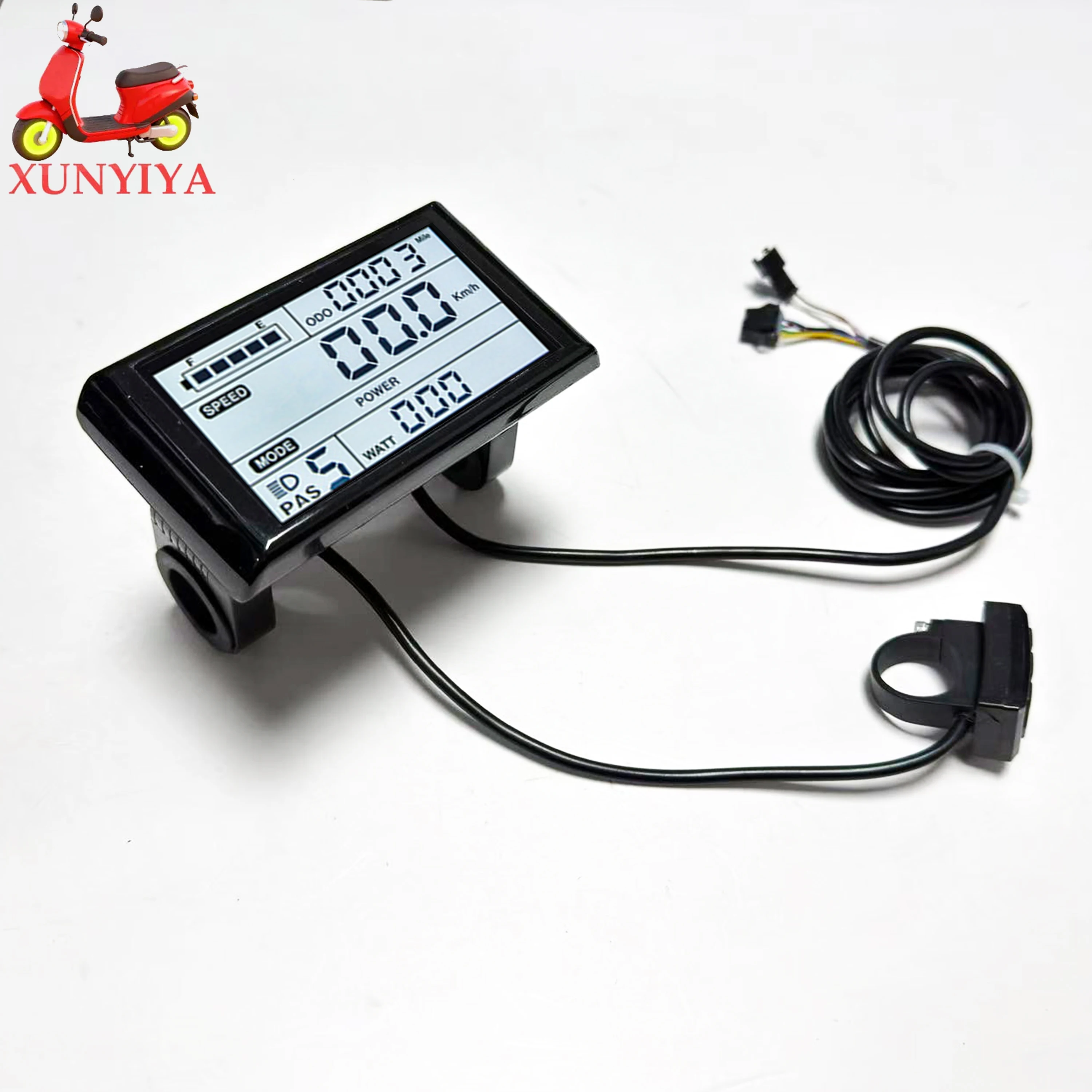 SW900 LCD Display, 24V, 36V, 48V, 52V, 60V, 72V, 5PIN+2PIN SM Connector for UART No.2 Communication Protocol E-bike Scotter