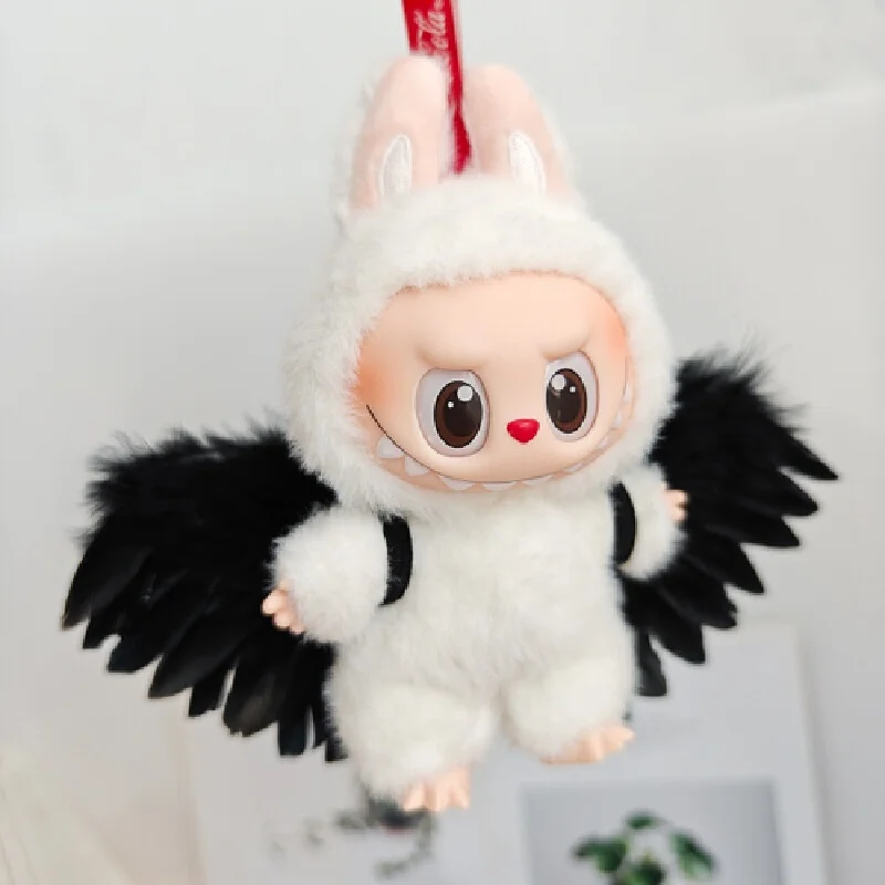 Second and third generation Lubbub Heart-Driven Macaron Molded Face Sitting Blind Box Party Black and White Angel Feathers Wings