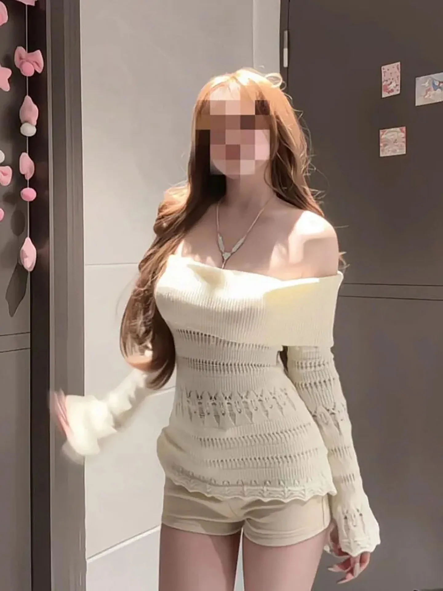 

Женская облегающая вязаная блузка с вырезами, весна 2026, с утягивающим эффектом на талии, на одно плечо, для повседневной носки