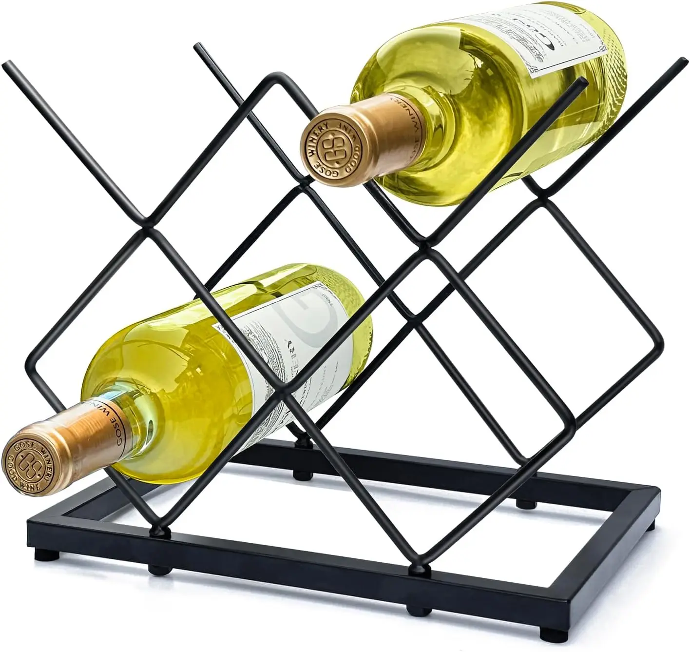 Soportes De Botellas De Vino, pequeños estantes para vino, encimera (5 botellas de capacidad), soporte para botellas De vino De Metal, negro moderno para el hogar y la cocina