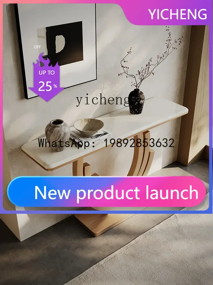 

light luxury style luxury stone entrance hall entrance table villa living room modern simple stainless steel base decoration