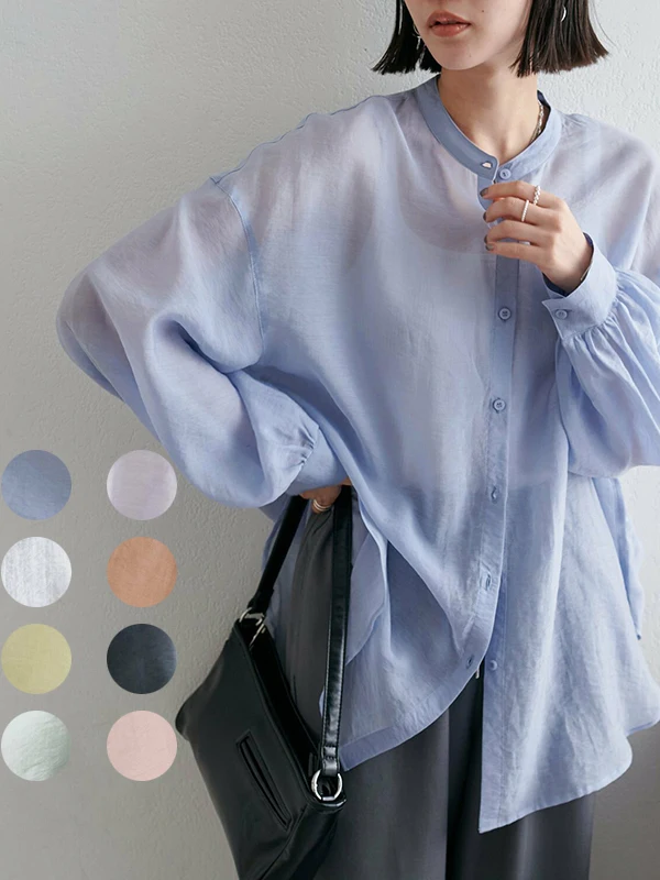 Korean Style Thin Semi-Transparent Mesh Shirt Lightweight Women's Shirt Versatile Outerwear Gentle Wind Spring Summer Shirt