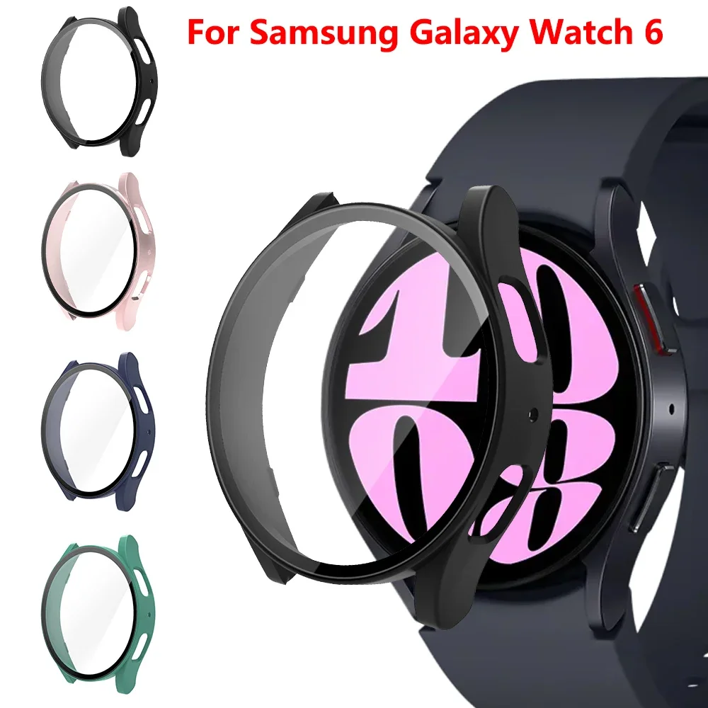 

Glass+Case for Samsung Galaxy Watch 6 40mm 44mm Screen Protector PC All-Around Bumper for Galaxy Watch 6 Cover+Tempered Glass