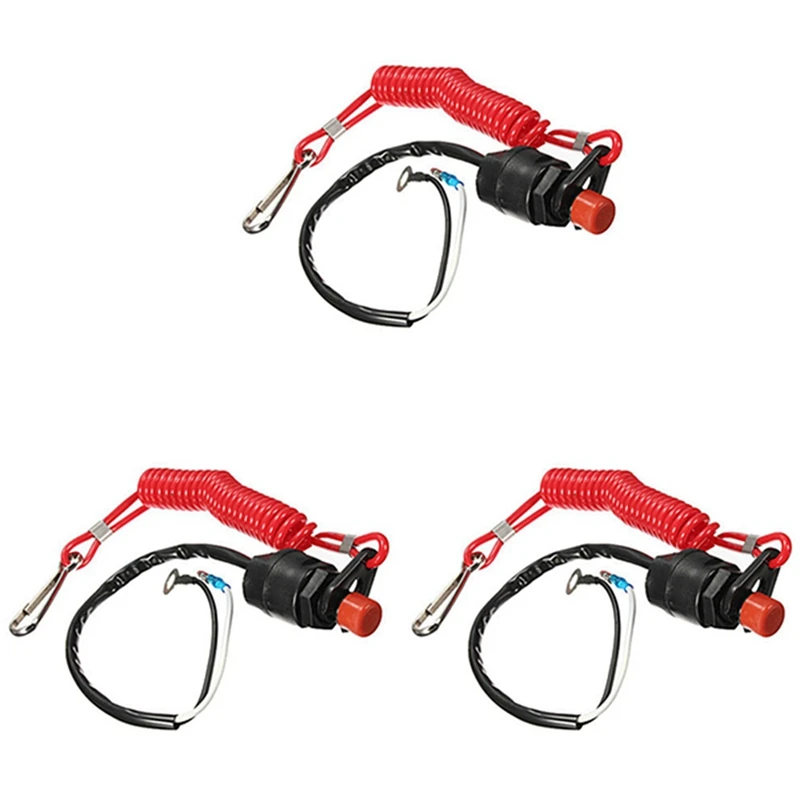 Boat Motor Emergency Kill Stop Switch For Yamaha/Tohatsu Outboard Stop Kill Switch With Safety Tether Lanyard