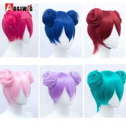 Synthetic Fake Hair Bun Claw Chignon Straight Hairpieces for Women Cosplay Hair Colored Red Brown Purple Pink White Blonde