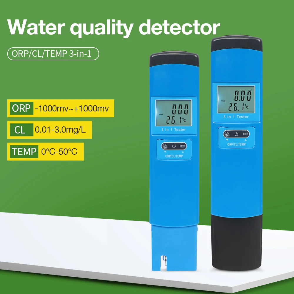 3 in 1 Digital Water Quality Tester CL2 H2 ORP Temp Meter Dissolved Hydrogen Residual Chlorine Tester Drinking Water Testing Pen