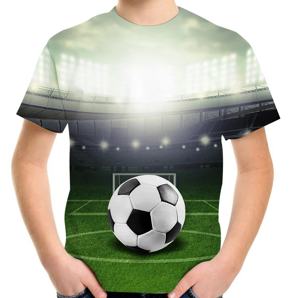 2023 Children Fashion Football 3D T-Shirt Fire Soccer Earth Flag Print Girl Boy Casual T Shirt 4-20Y Teen Kids Cool Clothes Tops