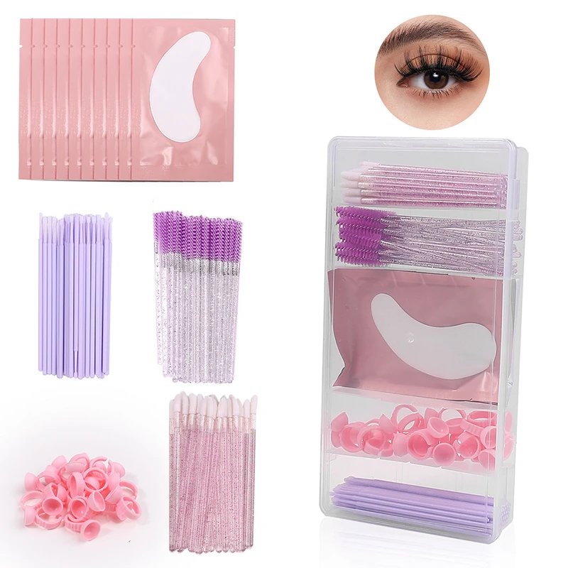 Conjunto de ferramentas especiais para enxertar cílios, caixa de armazenamento, extensão dos cílios, colas, copo, escova de limpeza, 5 grade
