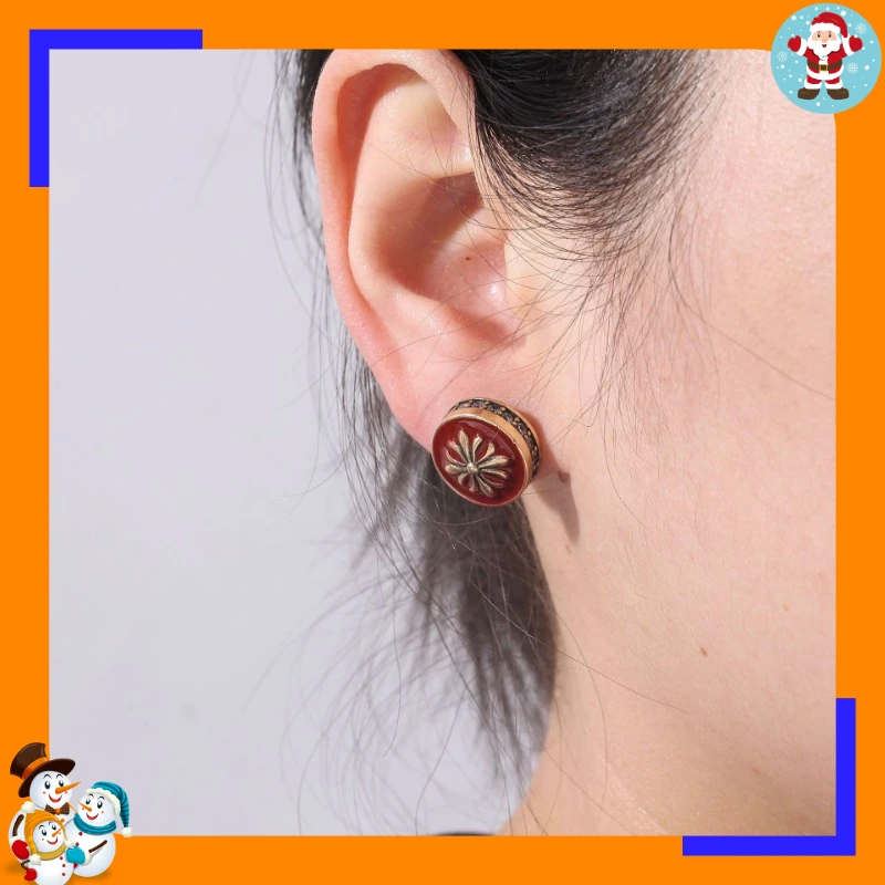 New Fashion High-end Design Sense Exquisite Niche Painting Oil Super Flash Fresh Cross Stud Earrings Two-color Earrings