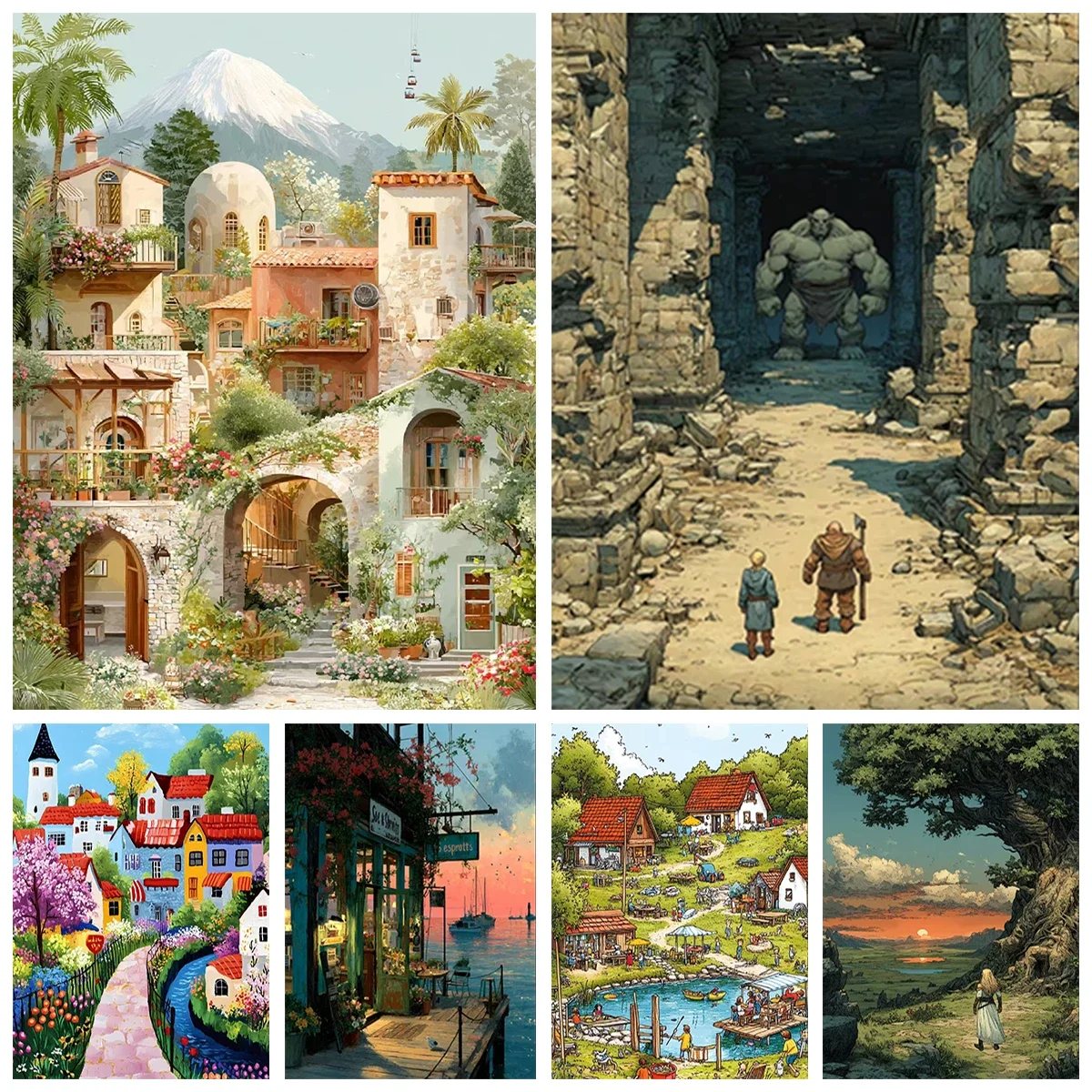 Beautiful scenery DIY digital oil painting colorful handmade painting home wall decoration simple handmade gift