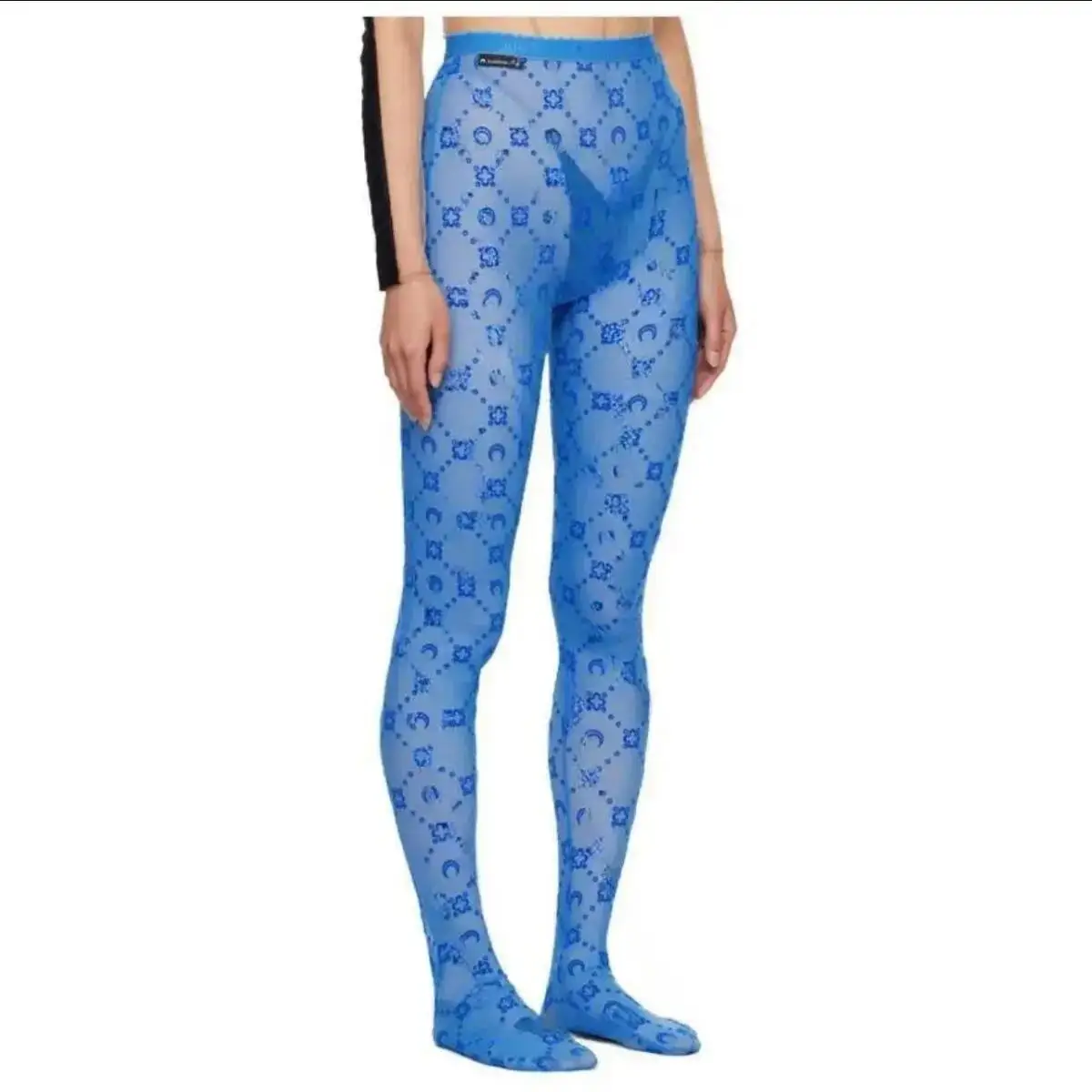 Slimming Pants Women High Waist Sexy Street Wear Elastic Tight Thin Socks Autumn Solid Color Moon Perspective Mesh Plush Design
