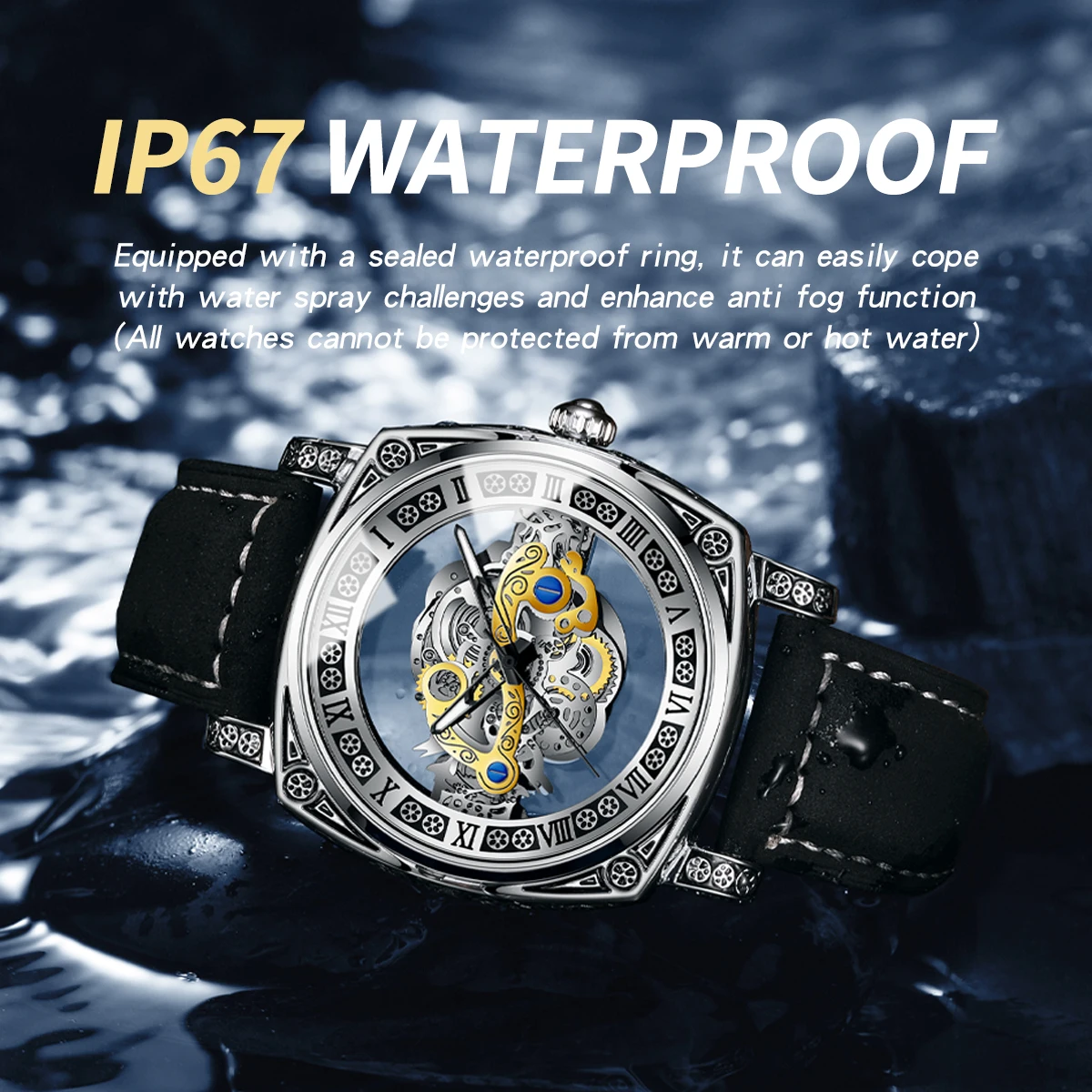 BINBOND New Men Watch Skeleton Quartz Wristwatch Hollow Skeleton Retro Man Clock Top Brand Luxury Clock Men Watches Reloj Hombre