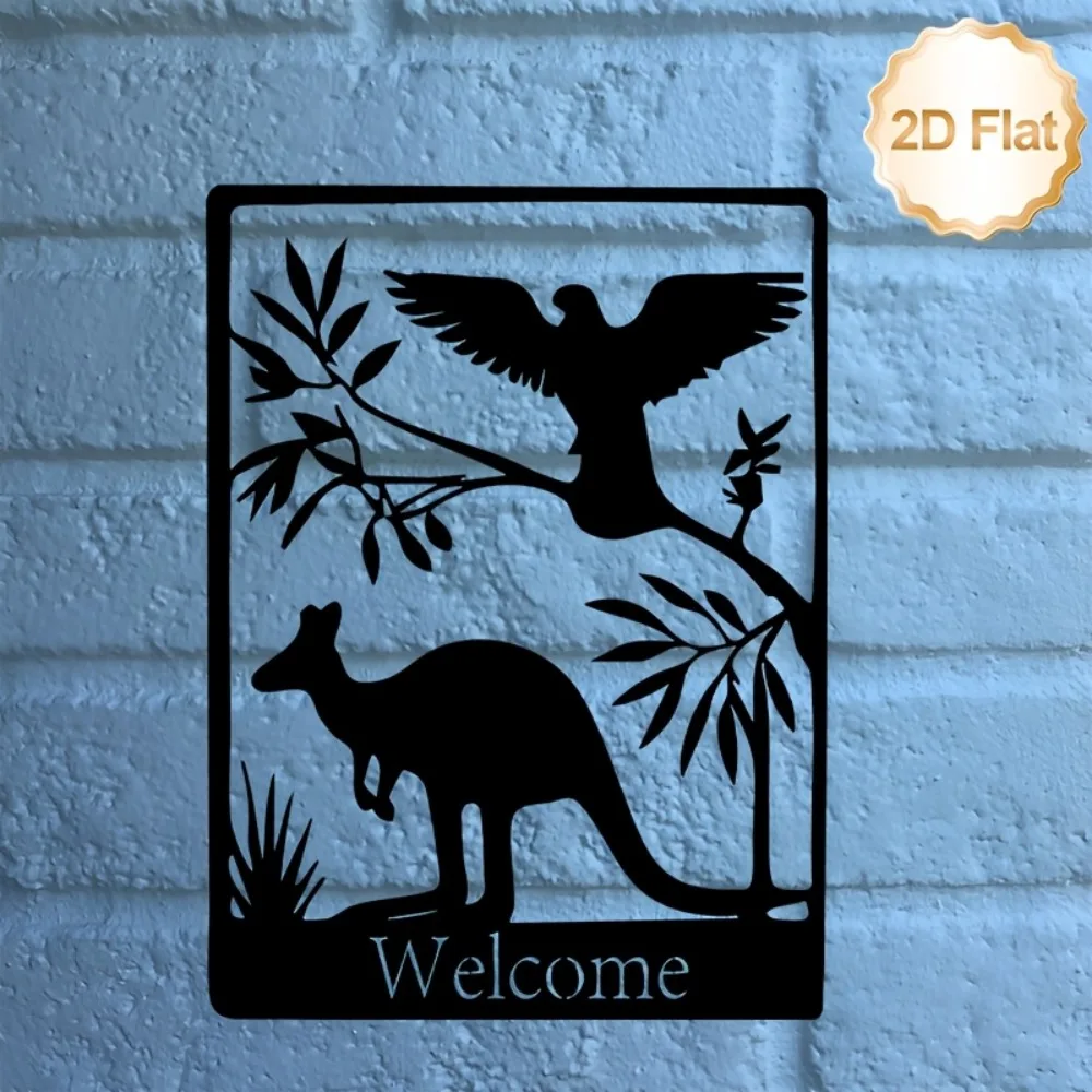 CIFBUY Metal Wall Art Kangaroo Eagle Iron Hanging Decor 2D Sculpture For Living Room Bedroom Home Indoor Outdoor Accent