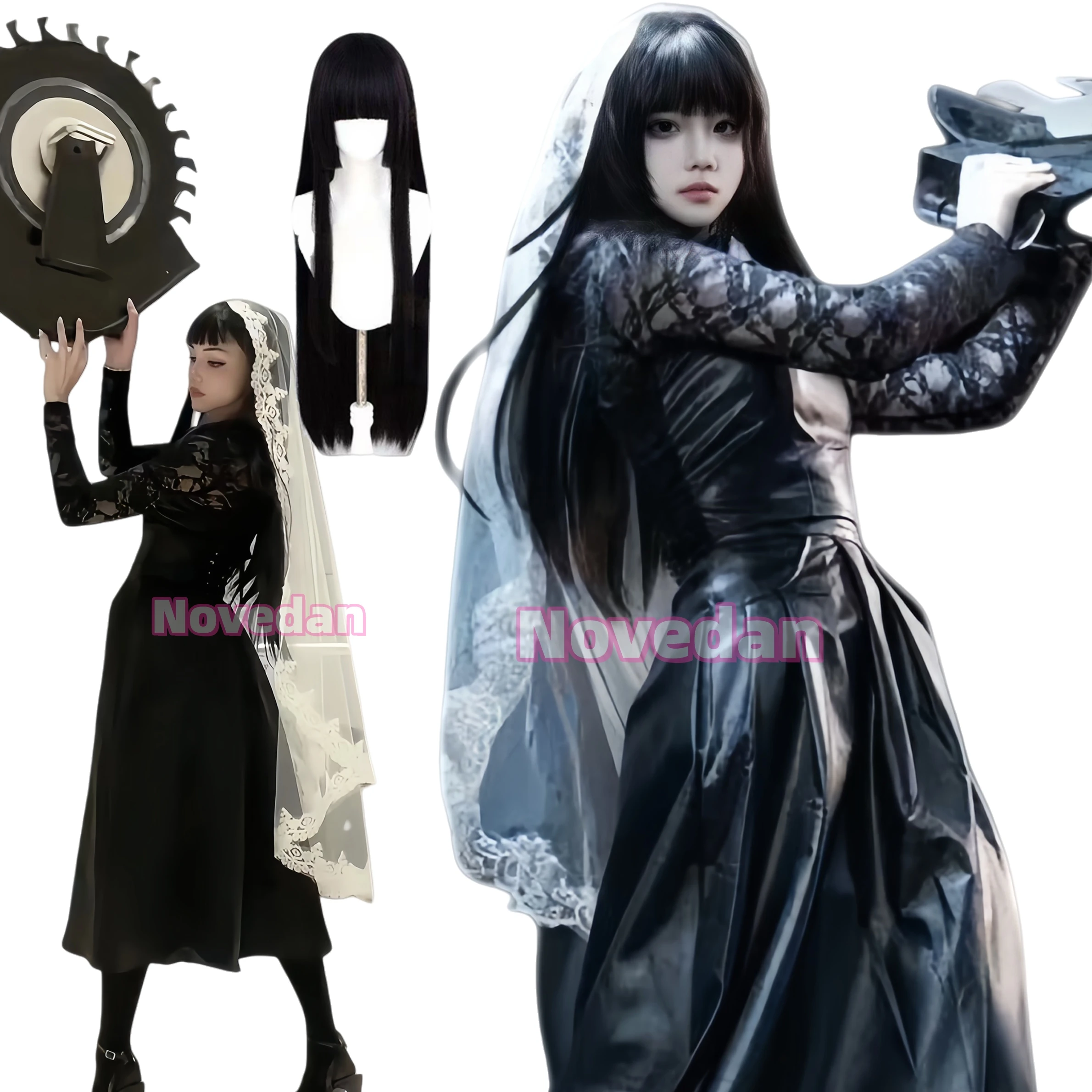 Osaragi Cosplay Anime Sakamoto Tage Kostüm Perücke Kleid Schleier Kopfbedeckung Outfit Frauen Assassin Shishiba Karneval Party Prop Komplettes Set