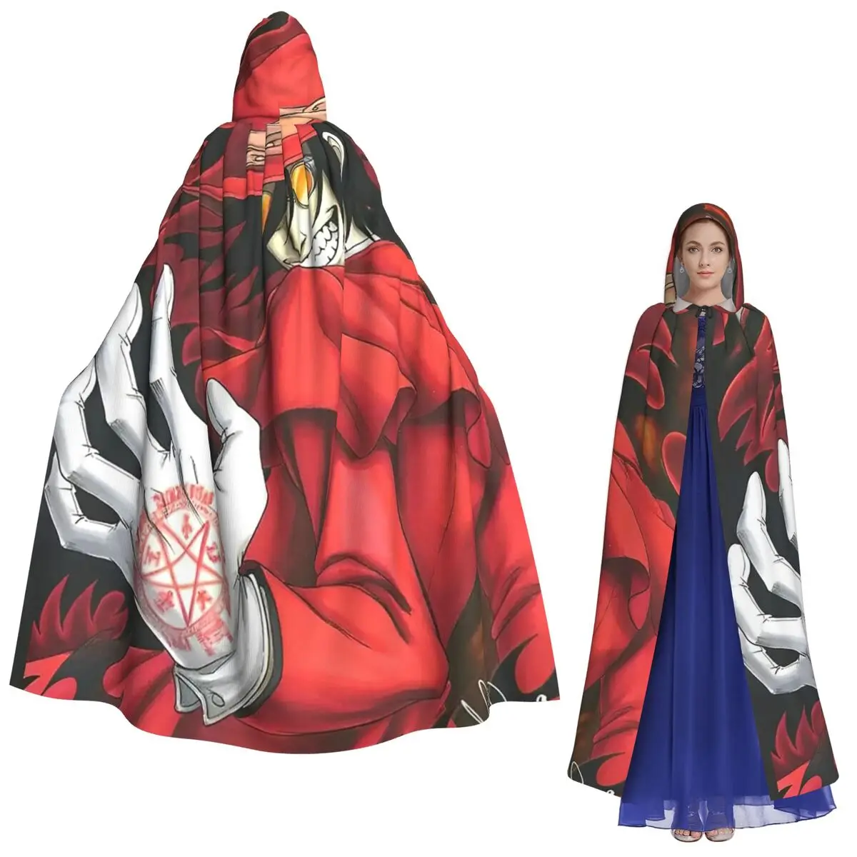 

Alucard Hellsing Манга длинный плащ с капюшоном ведьма средневековый костюм накидка для косплея Хэллоуин вампир для взрослых унисекс