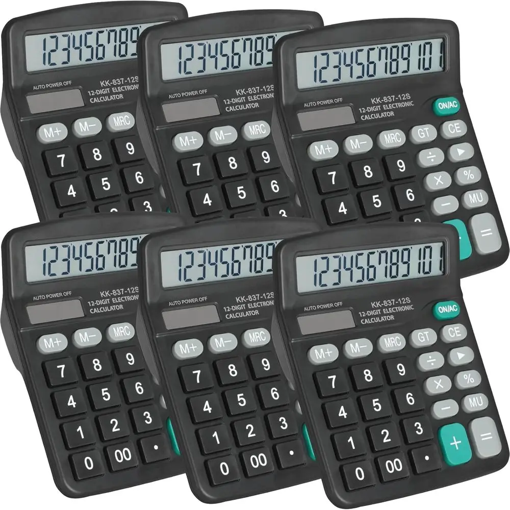 12-Digit LCD Display Desktop Calculator with Sensitive Buttons and Dual Power Supply for Home, Office, and School
