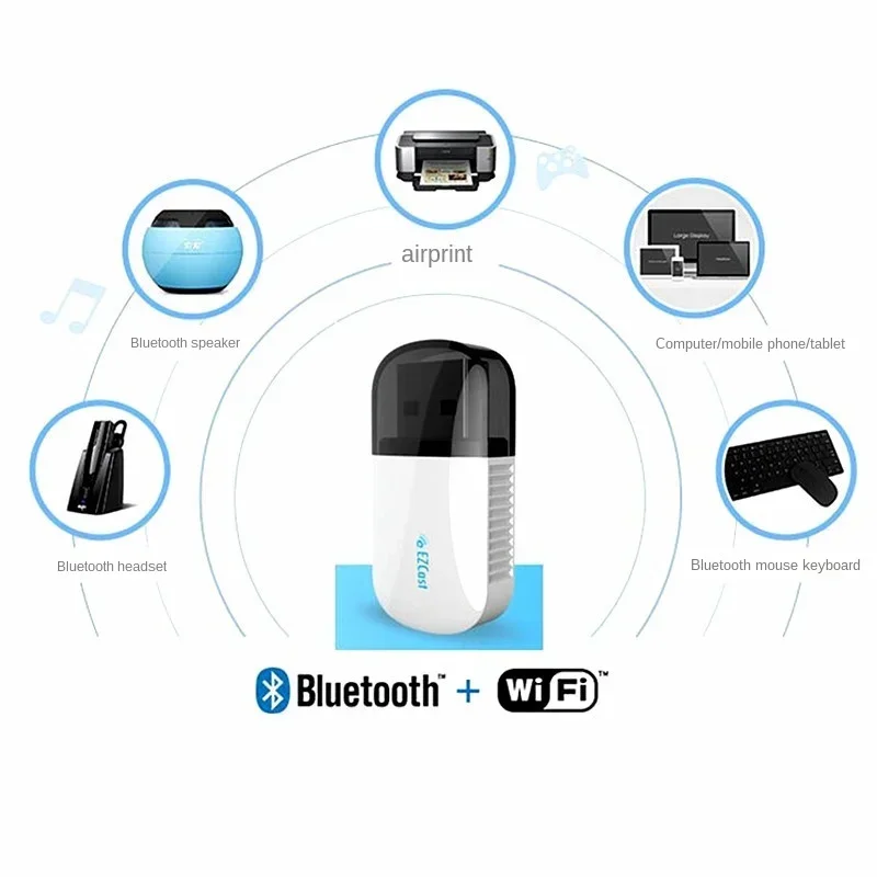 بطاقة شبكة لاسلكية USB عالية السرعة 650 متر واي فاي ثنائي التردد 5.8G + 2.4G 11AC 4.2 محول بلوتوث يدعم 11AC بلوتوث 4.2