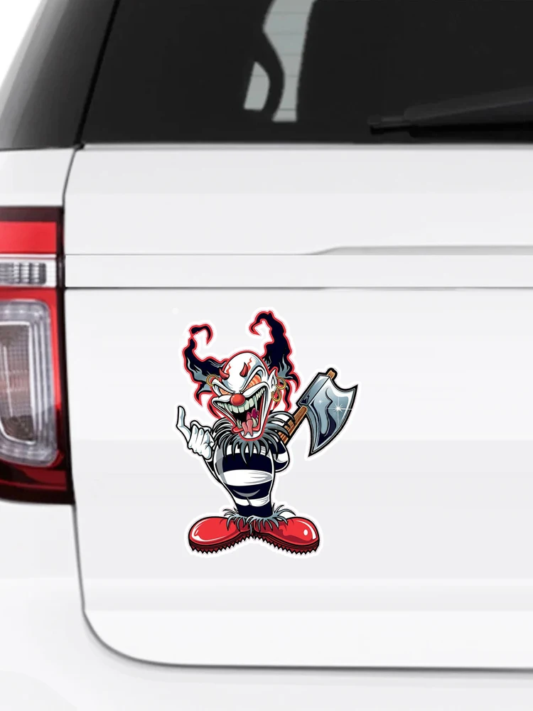 Z139# Exterior Accessories Interesting Evil Clown Car Sticker Cover Scratches Waterproof Decal PVC