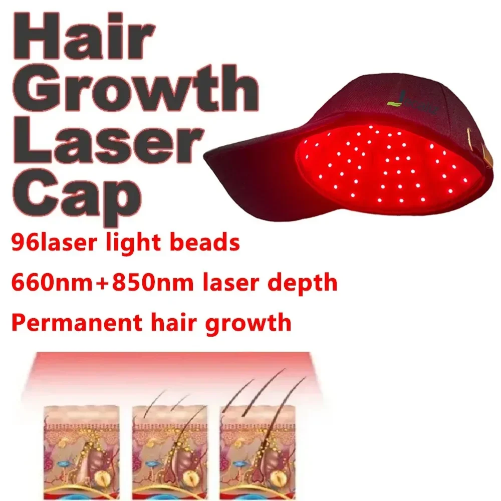 Capuchon de croissance des cheveux à lumière rouge infrarouge, 96 LED, 660nm, 850nm, favorise la croissance des cheveux, empêche la perte de cheveux