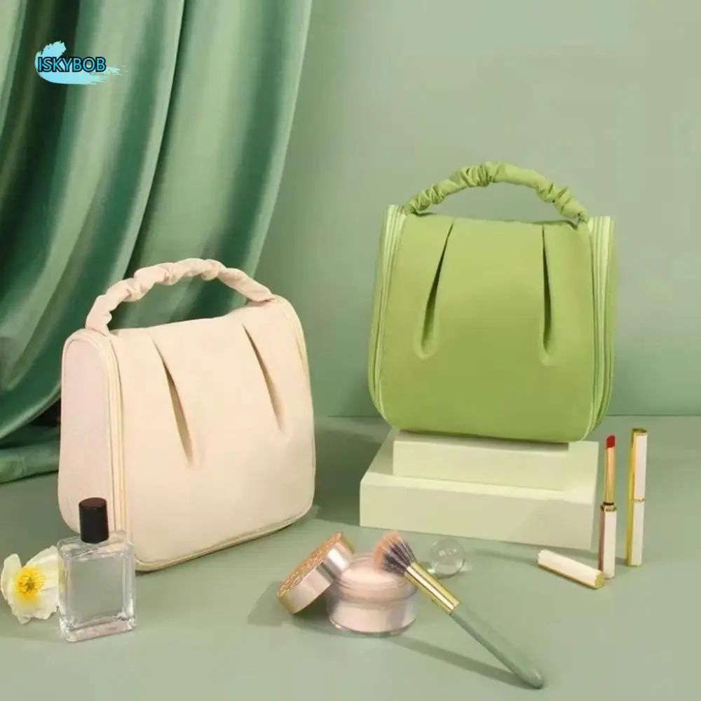 Large Capacity Cloud Cosmetic Bag Cute Solid Color Makeup Case Pouch Multipurpose Portable Wash Handbag for Outdoor Traveling