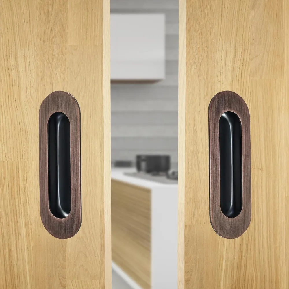 Walnut Wood Surface Mounted Non Perforated Sliding Door Handle Invisible Concealed Kitchen Door Pull for Modern Design
