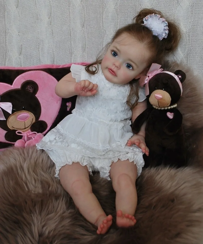 Lalka Reborn 60 cm, seria Princess, wysokiej jakości miękki winyl silikonowy, ręcznie malowana, skóra z teksturą 3D, lalka artystyczna, idealny prezent dla dziewczynek.