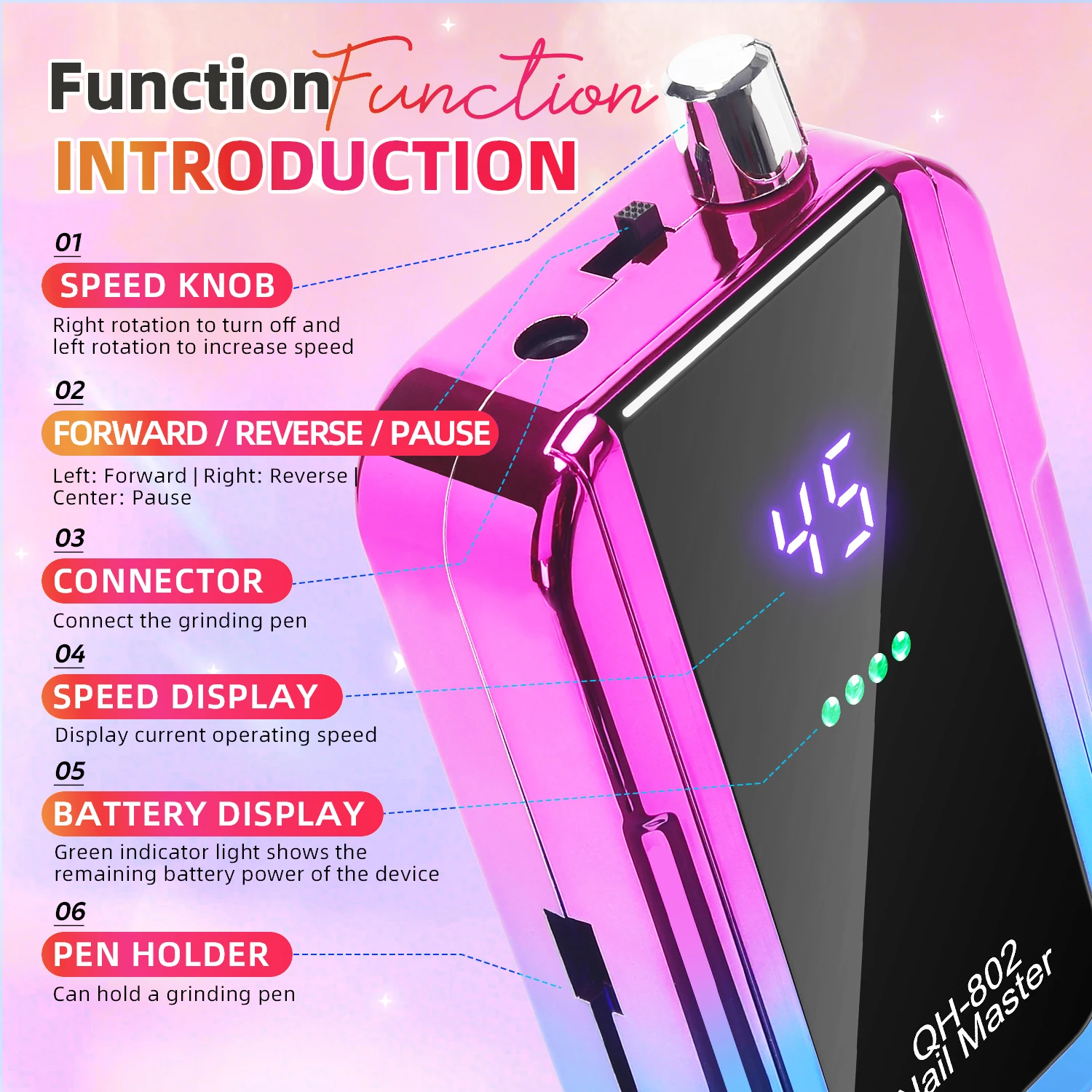 45000RPM高速ネイルドリルマシンセット プロ仕様 安全 ネイルポリッシュサンダー ネイルドリルビット 電動メタルマニキュアペン