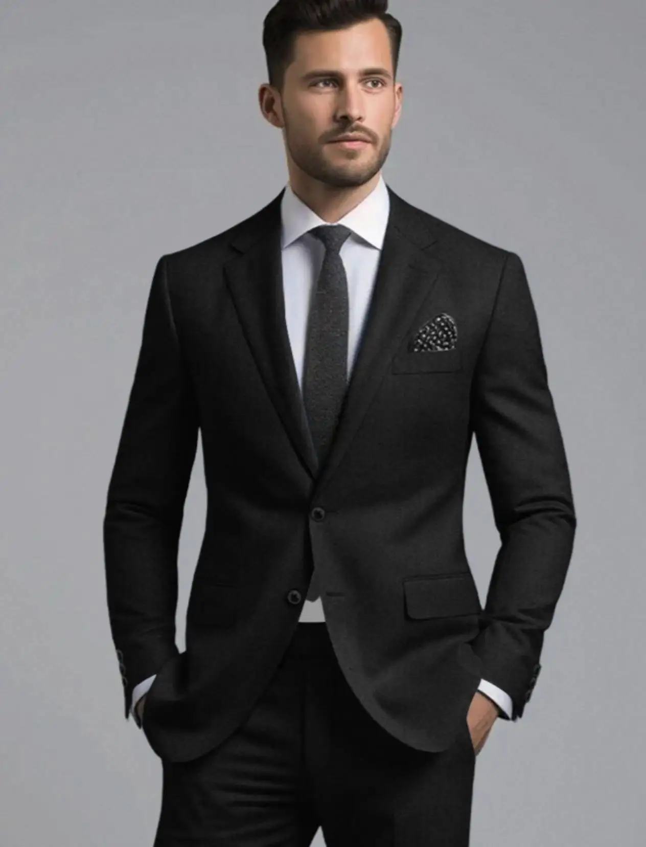 

Elegant 2 Piece Men's Solid Color Suit Blazer Wedding Groom Outfit Costume Homme High Quality Male Clothing Terno Jacket Pants